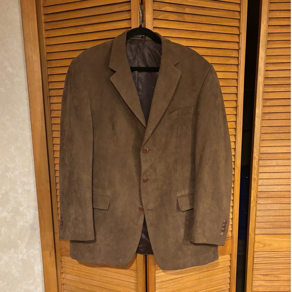 Andrew Fezza Brown Corduroy Blazer Mens 46L Sport Coat Dark Academia Vintage